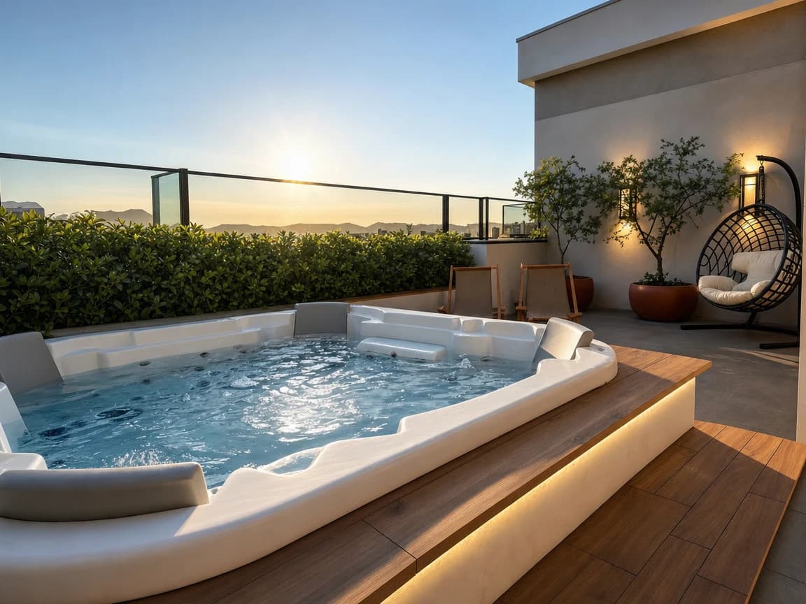 Hidromassagem com vista para o pôr do sol