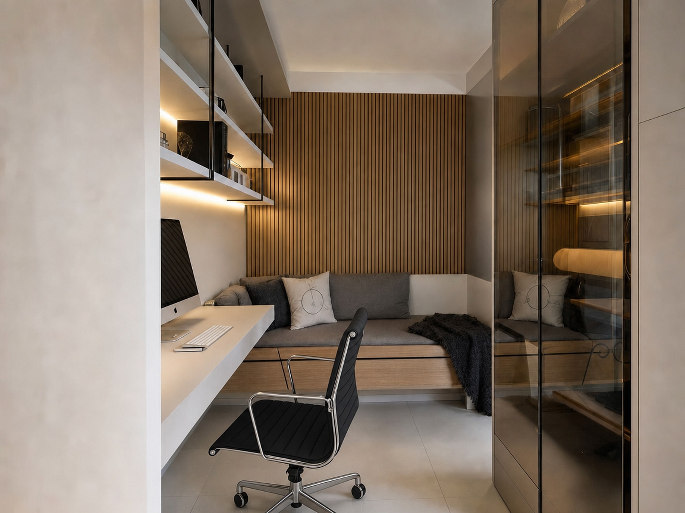Home office integrado de um apartamento Upper Nest